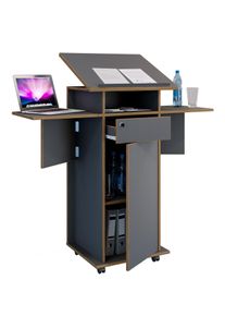 Stehpult Vcm "Holz Stehpult Rednerpult Stehtisch Rollen Salia T", schwarz (anthrazit), B:123cm T:50cm, Tische, Stehpult