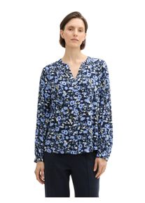 Klassische Bluse Tom Tailor, Damen, Gr. 44, blau (blau autumn floral design), Obermaterial: 100% Viskose, mit Knopf,&Auml;rmel mit &Auml;rmelschlitz, Blusen Klassische Bluse