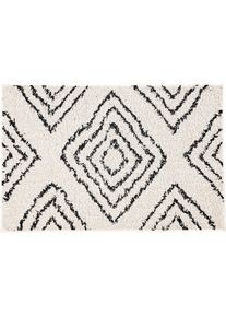Badematte Kleine Wolke "Boho", beige (natur), H:36mm, Baumwolle, Badematten, Badematte, Badteppich, modernes Rauten Muster, reine Baumwolle, waschbar