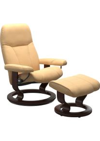 Relaxsessel stressless "Consul", gelb, B:72cm H:94cm T:70cm, Leder BATICK: BATICK ist ein leicht korrigiertes, durchgef&auml;rbtes und genarbtes M&ouml;belleder, bei dem die meisten Unebenheiten und Spuren in der Regel entfernt wurden.;Leder PALOMA: PALOMA ist ein durchgef&auml;rbtes Semianilin-M&ouml;belleder mit nat&uuml;rlicher Narbung.;ROHLEDER Stoff Q2 FARON: Ein fester zuverl&auml;ssiger Boucl&eacute; mit einem strukturierten A