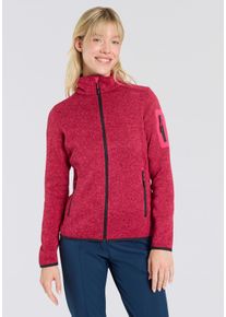 Strickfleecejacke CMP "KNITTED MELANGE FLEECE WOMAN JACKET", Damen, Gr. 42, carminio, dar, Strick, Obermaterial: 100% Polyester, normal, eingefasste Kante, Jacken Strickfleecejacke, W&auml;rmeisolierend & Schnell trocknend & Atmungsaktiv, &Uuml;bergangsjacke