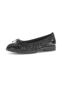 Ballerina Gabor, Damen, Gr. 43, schwarz, Lacklederimitat, Textil, meliert, Schuhe Ballerina, Blockabsatz, Schlupfschuh, Businessschuh mit s&uuml;&szlig;er Zierschleife