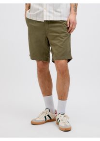 Jack & Jones Shorts JACK & JONES "JPSTJAIDEN CAMPAIGN HYBRIDBONDISHORT MID", Herren, Gr. S, N-Gr, gr&uuml;n (olive night), Web, Obermaterial: 80% Baumwolle, 20% Leinen, unifarben, relaxed fit knielang, Hosen Shorts