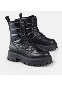 Winterstiefelette Buffalo "Aspen Laceup Quilt", Damen, Gr. 42, schwarz, Nubuklederimitat, Nylon, Schuhe Winterstiefelette, Winterboots, Stiefelette, Festivalboots mit Warmfutter