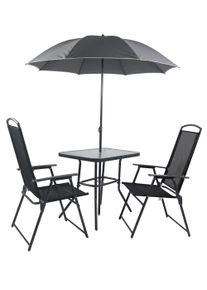 Garten-Essgruppe Vcm "3-tlg Sitzgruppe Gartenm&ouml;bel Tisch St&uuml;hle Set 80", schwarz (anthrazit), B:80cm T:55cm, Obermaterial: 100% Metall MT., Sitzm&ouml;bel-Sets, Garten-Essgruppe