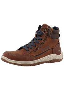 Schn&uuml;rboots Mustang Shoes "Benedetto", Herren, Gr. 41, braun (cognac), Lederimitat, Basic, Schuhe Schn&uuml;rboots, High Top Sneaker, Schn&uuml;rboots mit Rei&szlig;verschluss