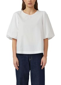Schlupfbluse s.Oliver, Damen, Gr. 36, wei&szlig;, Web, Obermaterial: 100% Baumwolle, unifarben, l&auml;ssig geschnitten h&uuml;ftbedeckend, Rundhals, abgesteppte Kante, Blusen Schlupfbluse, mit weitem Hallbarm und Knopfvershcluss