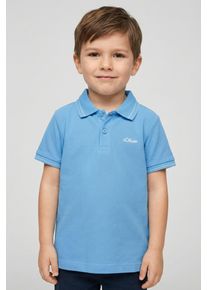 Poloshirt s.Oliver JUNIOR, Jungen, Gr. 92/98, blau, Jersey, Obermaterial: 100% Baumwolle, bestickt, normal h&uuml;ftbedeckend, Rundhals, B&uuml;ndchen, Shirts Poloshirt, mit Logo-Stickerei, f&uuml;r Boys