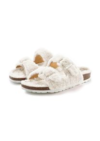 Pantolette Vivance Dreams "Hausschuh, Pantoffel", Damen, Gr. 39, beige, Obermaterial: 100% Synthetik. Decksohle: 100% Synthetik. Futter: 100% Synthetik. Laufsohle: 100% Synthetik, Fellimitat, Schuhe Pantolette, mit kuscheligem, warmen Fellimitat und Korkfu&szlig;bett