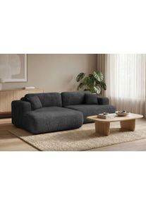 Ecksofa OTTO HOME "VEEVIA L-Form, Schlafsofa, Verl&auml;ssliche Qualit&auml;t, Breite 256cm", anthrazit, B:256cm H:76cm T:161cm, 100% Polyester, Sofas, Ecksofa, mit Bettkasten, belastbar bis 480kg, inklusive R&uuml;cken- und Zierkissen