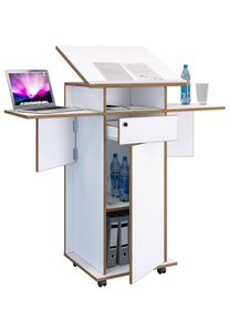 Stehpult Vcm "Holz Stehpult Rednerpult Stehtisch Rollen Salia T", wei&szlig;, B:123cm T:50cm, Tische, Stehpult