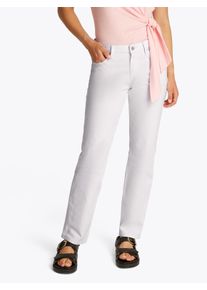 Straight-Jeans Tommy Hilfiger "CLASSIC STRAIGHT RW", Damen, Gr. 27, L&auml;nge 30, wei&szlig; (optic wei&szlig;), Denim/Jeans, Obermaterial: 99% Baumwolle, 1% Elasthan, unifarben, straight fit kn&ouml;chellang, Jeans Straight-Jeans, mit Logo-Badge, in Kn&ouml;chell&auml;nge