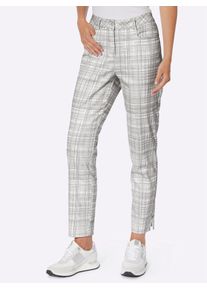 Webhose Heine, Damen, Gr. 42, Normalgr&ouml;&szlig;en, wei&szlig; (wei&szlig;, hellgrau, kariert), 98% Baumwolle, 2% Elasthan, gemustert, kariert, 7/8-L&auml;nge, Hosen Webhose
