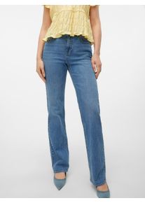 V&eacute;ro Moda Gerade Jeans VERO MODA "VMTESSA HR STRAIGHT JEANS LI3114 GA NOOS", Damen, Gr. 31, L&auml;nge 30, blau (medium blau denim), Denim/Jeans, Obermaterial: 99% Baumwolle, 1% Elasthan, unifarben, Jeans Gerade Jeans