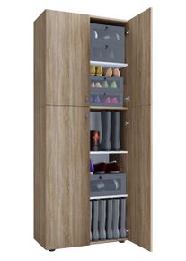 Schuhschrank Vcm "XL Holz Gro&szlig;er Schuhschrank Schuhkommode Lona 5", braun (sonoma, eiche (s&auml;gerau)), B:70cm T:40cm, Obermaterial: 100% Holz Wood., Schr&auml;nke, Schuhschrank