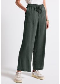 Stoffhose Street One, Damen, Gr. 44, L&auml;nge 30, gr&uuml;n (mid gr&uuml;n), Web, Obermaterial: 83% Modal, 17% Polyester, unifarben, lang, Hosen Stoffhose, Sommerhose mit Crinkle-Struktur, Wide Leg
