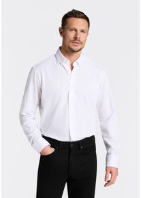 Businesshemd BOSS "JOE", Herren, Gr. 46, N-Gr, wei&szlig; (wei&szlig;100), Web, Obermaterial: 55% Baumwolle, 45% Polyester, unifarben, regular fit normal, 2-Knopf-Manschette verstellbar, Hemden Businesshemd, mit Button-Down-Kragen, regular fit