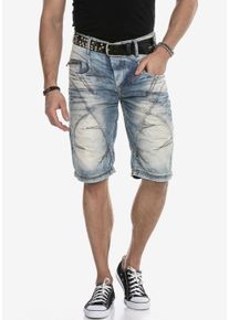 Cipo & Baxx Caprijeans CIPO & BAXX, Damen, Gr. 42, N-Gr, blau, Denim/Jeans, Obermaterial: 100% Baumwolle, Abriebeffekte, regular fit knielang, Jeans Caprijeans