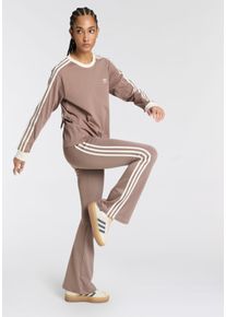 Leggings adidas originals "FLARED", Damen, Gr. XS, N-Gr, braun (trace braun, normal, gr.), Obermaterial: 79% Polyester, 21% Elasthan, Hosen Leggings, mit ausgestelltem Bein, sportliche 3-Streifen, stretchiges Material