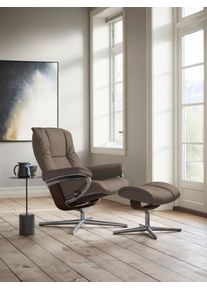 Relaxsessel STRESSLESS "Mayfair", braun (mole batick), B:79cm H:102cm T:73cm, Leder BATICK: BATICK ist ein leicht korrigiertes, durchgef&auml;rbtes und genarbtes M&ouml;belleder, bei dem die meisten Unebenheiten und Spuren in der Regel entfernt wurden., Sessel, Relaxsessel, mit Cross Base, Gr&ouml;&szlig;e S, M & L, Holzakzent Braun