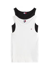 Tanktop Tommy Jeans "TJM XSLIM 2PCK RIB TANK EXT", Herren, Gr. M, beige (ecru, schwarz), Single Jersey, Obermaterial: 100% Baumwolle, slim fit, tiefer Rundhals, Tops Tanktop, mit gerippter Struktur
