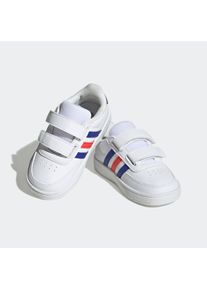 Sneaker adidas Sportswear "BREAKNET LIFESTYLE COURT TWO-STRAP HOOK-AND-LOOP", M&auml;dchen, Gr. 25, wei&szlig; (cloud wei&szlig;, lucid blau, bright rot), Synthetik, Textil, Schuhe Sneaker, f&uuml;r Kinder
