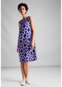 Sommerkleid Street One, Damen, Gr. 46, N-Gr, blau (violet blau), Web, Obermaterial: 100% Viskose (LENZING&trade; ECOVERO&trade;), bedruckt, regular fit ca. Mitte Knie, Rundhals, Kleider Sommerkleid, mit Allover Print