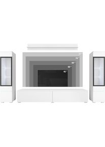 Wohnwand Home Affaire "VERA II", braun (votaneichefarben), B:260cm H:130cm T:33cm, Kastenm&ouml;bel-Sets, Wohnwand, Vitrine mit Verglasung, stehend und h&auml;ngend, inklusive Beleuchtung