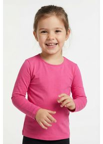 Langarmshirt happy girls, M&auml;dchen, Gr. 164, pink, Jersey, Obermaterial: 95% Baumwolle, 5% Elasthan, unifarben, figurbetont h&uuml;ftlang, Rundhals, abgesteppte Kante, Shirts Langarmshirt, in Basic-Form