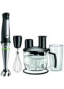 Braun Stabmixer "MultiQuick 7 MQ 7075X - 1000W, Stufenlosregulierbar, K&uuml;chenmaschine", schwarz (premium schwarz, edelstahl), H:39cm, Mixer, Dynamische Klinge, Spritzschutz, Extra Mahlklinge, Stabmixer