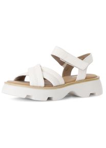 Sandalette Gabor, Damen, Gr. 42, beige (creme), Glattleder, Schuhe Sandalette, Plateau, Sommerschuh, Riemensandale mit Kreuzbandage, G-Weite