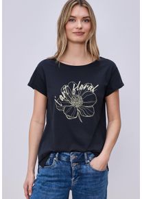 Rundhalsshirt Street One, Damen, Gr. 46, shadowed navy, Jersey, Obermaterial: 100% Baumwolle, bedruckt, normal h&uuml;ftbedeckend, Rundhals, abgesteppte Kante, Shirts Rundhalsshirt, Sommershirt mit floralem Artwork