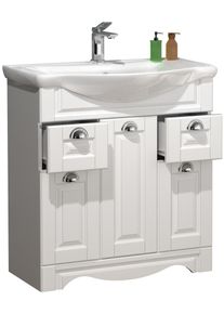 Waschtisch Vcm "2-tlg. Waschplatz Waschtisch Casalo XL Landhaus", wei&szlig;, B:75cm T:45cm, Schr&auml;nke, Waschtisch