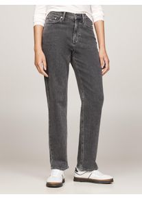 Slim-fit-Jeans Tommy Jeans "Tommy Jeans - Damenjeans IZZIE -High Waist - Slim-fit - Straight - leg", Damen, Gr. 30, L&auml;nge 32, schwarz (denim schwarz), Denim/Jeans, Obermaterial: 99% Baumwolle, 1% Elasthan, unifarben, slim fit kn&ouml;chellang, Jeans Slim-fit-Jeans, mit Logo-Badge und Stickerei