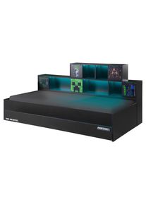 Minecraft Stauraumbett, Anthrazit, Holzwerkstoff, Gaming, 7 F&auml;cher, 1 Schublade(n) Schubladen, Mehrfarbig, 90x200 cm, Bettkasten, Beleuchtung, Babym&ouml;bel & Kinderm&ouml;bel, Kinderzimmer & Jugendzimmer, Kinderbetten, Kinderbetten & Jugendbetten