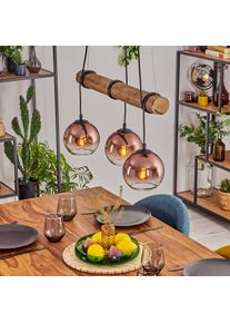 hofstein Koyoto Hanglamp, Kogellampje, Hanglamp Natuurlijke kleuren, Zwart, 3-lichts