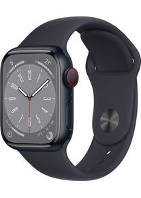 Apple Watch Series 8 Aluminium 41 mm (2022) | GPS + Cellular | Mitternacht | Sportarmband Mitternacht S/M