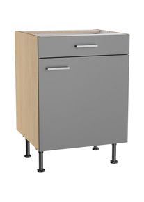KOCHSTATION, Unterschrank &raquo;KS-Lucy&laquo; Breite 60 cm, h&ouml;henverstellbare F&uuml;&szlig;e, Soft-Close, basaltgrau/Eiche hell, Eiche hell - B/H/T: 60 cm x 87 cm x 58,1 