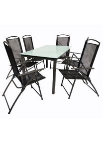 Vcm, Garten-Essgruppe &raquo;7-tlg Sitzgruppe Gartenm&ouml;bel Tisch St&uuml;hle Set 140M&laquo; 7 tlg., Schwarz, Obermaterial: 100% Metall MT.,