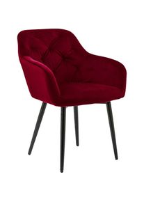 Salesfever, Esszimmerstuhl &raquo;Coventry Komfortabler Polstertuhl im eleganten Stil&laquo; () Stilvoll mit eleganter Knopfheftung, rot + schwarz, 100% Polyester