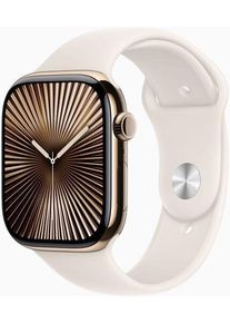 Apple Watch Series 10 Titan 46 mm (2024) | GPS + Cellular | Gold | Sportarmband M/L | Polarstern