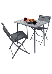 Vcm, Garten-Essgruppe &raquo;3 tlg. Bistroset Balkonset Gartenset Metall Sumila&laquo; 3 tlg., Schwarz, Obermaterial: 80% Textilmaterial TEXMAT. 20% Metall MT.,