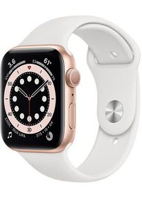 Apple Watch Series 6 Aluminium 44 mm (2020) | GPS + Cellular | gold | Sportarmband wei&szlig;