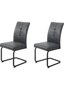 Hela, Freischwinger &raquo;MALTA&laquo; (Set) 2 Stk.verschiedene Bez&uuml;ge, Gestell Hochkant, Steppn&auml;hte, Vintage Anthrazit + Schwarz + Vintage Anthrazit, Metall, 