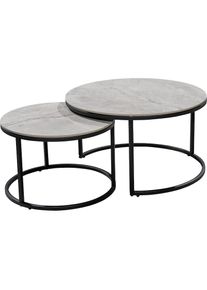 Stolkom, Couchtisch &raquo; Gino B/H 80/60x42/38&laquo; 1 Stk. tlg., grau marmoriert / schwarz + schwarz matt + PVC-Holzoptik,