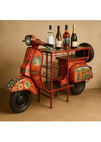 Sit, Bartisch 1 Stk. tlg. aus einem recycelten Roller, Rot, bunt, Schwarz, Metall, Altholz,