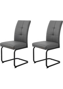 Hela, Freischwinger &raquo;MALTA&laquo; (Set) 2 Stk.verschiedene Bez&uuml;ge, Gestell Hochkant, Steppn&auml;hte, Grau + Schwarz + Grau, Baumwolle, Metall, Polyester, 