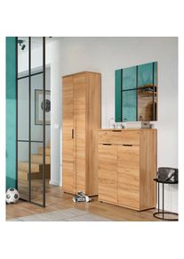 Germania, Garderoben-Set &raquo;GW-Fremont&laquo; Set, 3 Stk. tlg., Navarra-Eiche-Nb., Schuhschrank, Spiegel und Garderobenschrank