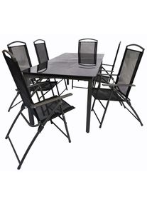 Vcm, Garten-Essgruppe &raquo;7-tlg Sitzgruppe Gartenm&ouml;bel Tisch St&uuml;hle Set 189S&laquo; 7 tlg., Schwarz, Obermaterial: 100% Metall MT.,