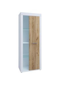 Vcm, Kommode &raquo;Schrank Vitrine Wohnzimmer Holz Glas Usilo&laquo; 1 Stk. tlg., Wei&szlig; / Honig-Eiche,